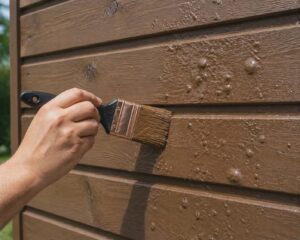 Bubliny v nátěru dřeva způsobené vlhkostí a špatnou přilnavostí barvy